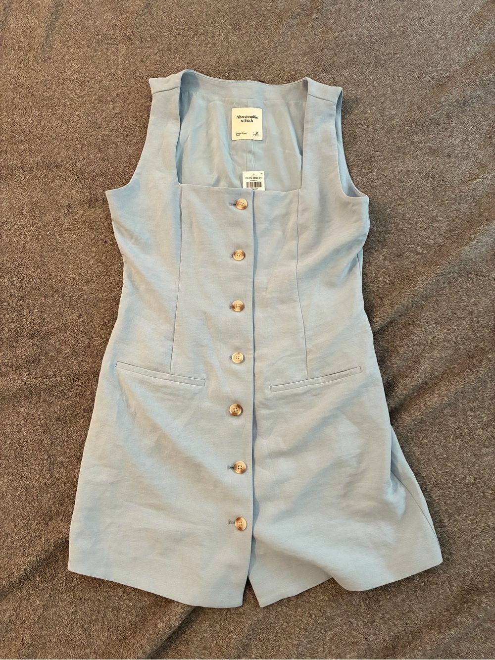 Abercrombie & Fitch Pale Blue Button-Front Mini Dress